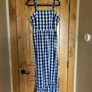 J.crew maxi gingham dress, NWT, navy and white, size M